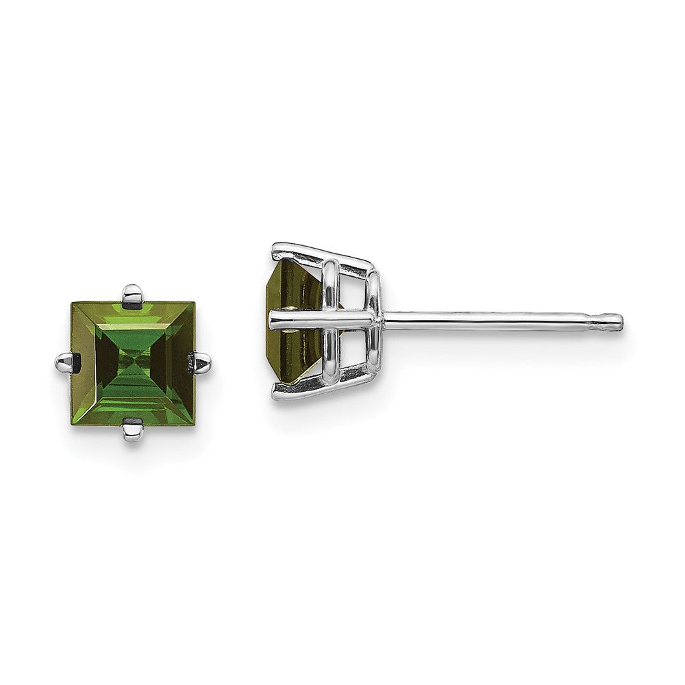 14K White Gold Green Tourmaline Earrings