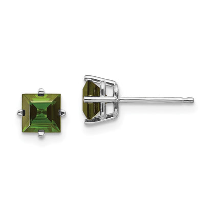 14K White Gold Green Tourmaline Earrings