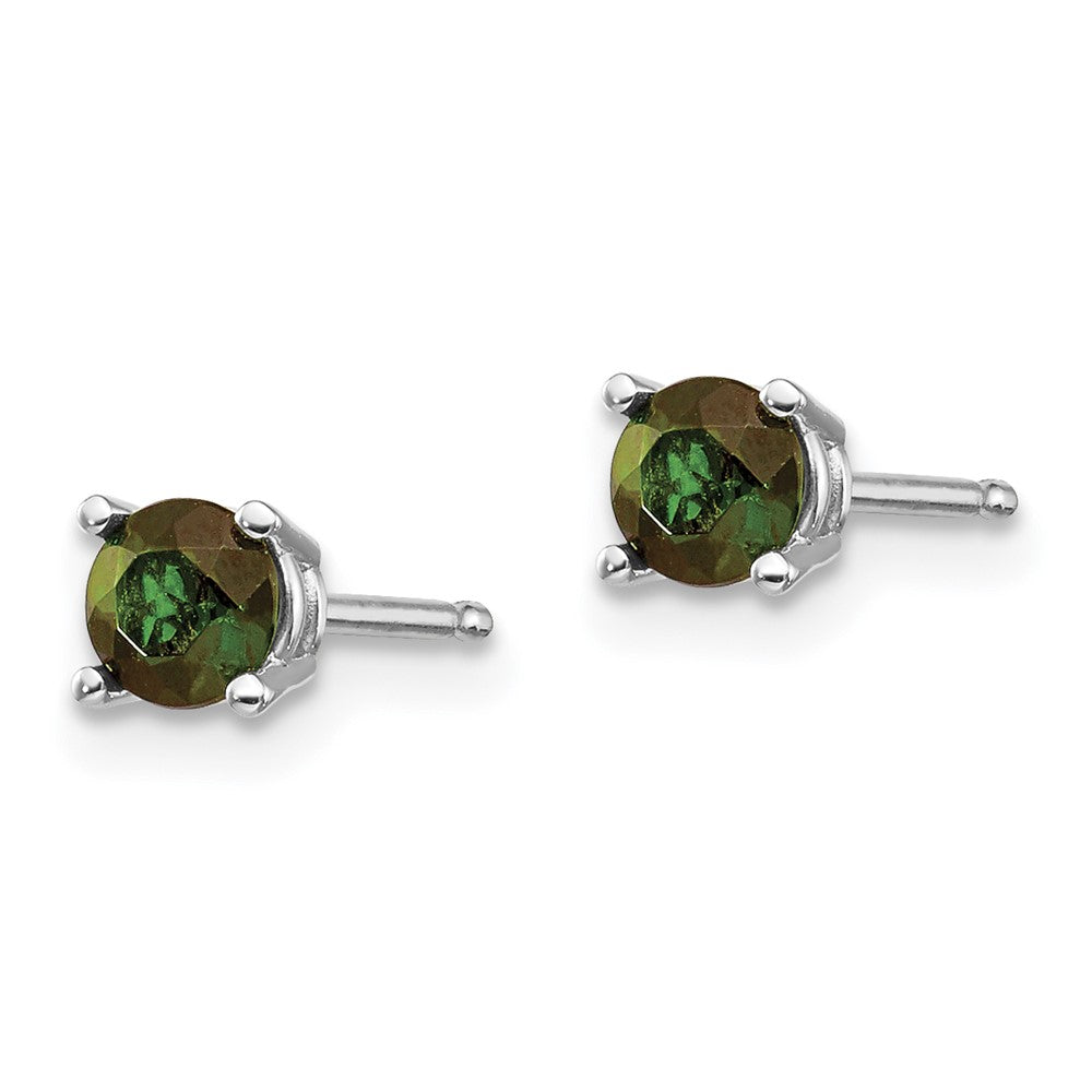 14K White Gold Green Tourmaline Earrings