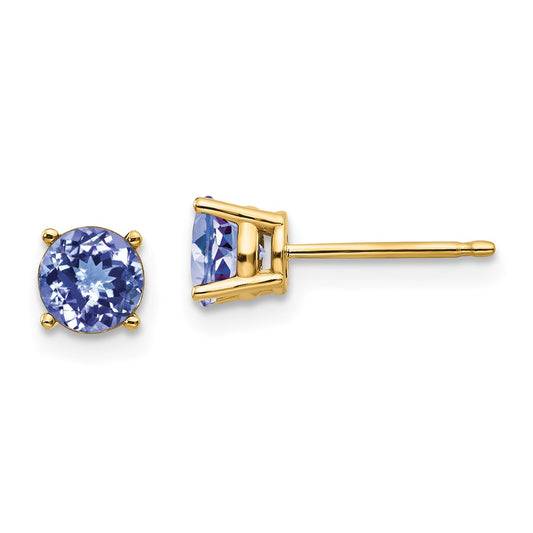 14K Yellow Gold Tanzanite Post Earrings