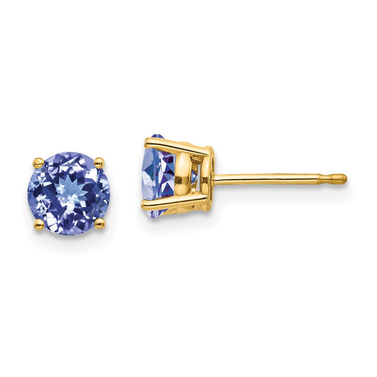 14K Yellow Gold Tanzanite Post Earrings