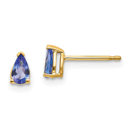 14K Yellow Gold Tanzanite Post Earrings