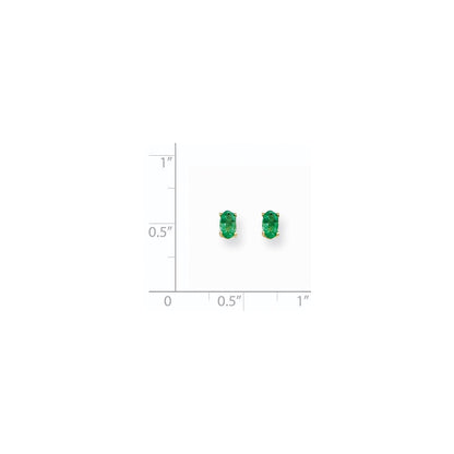 14k Yellow Gold 5x3mm Oval Emerald Earrings