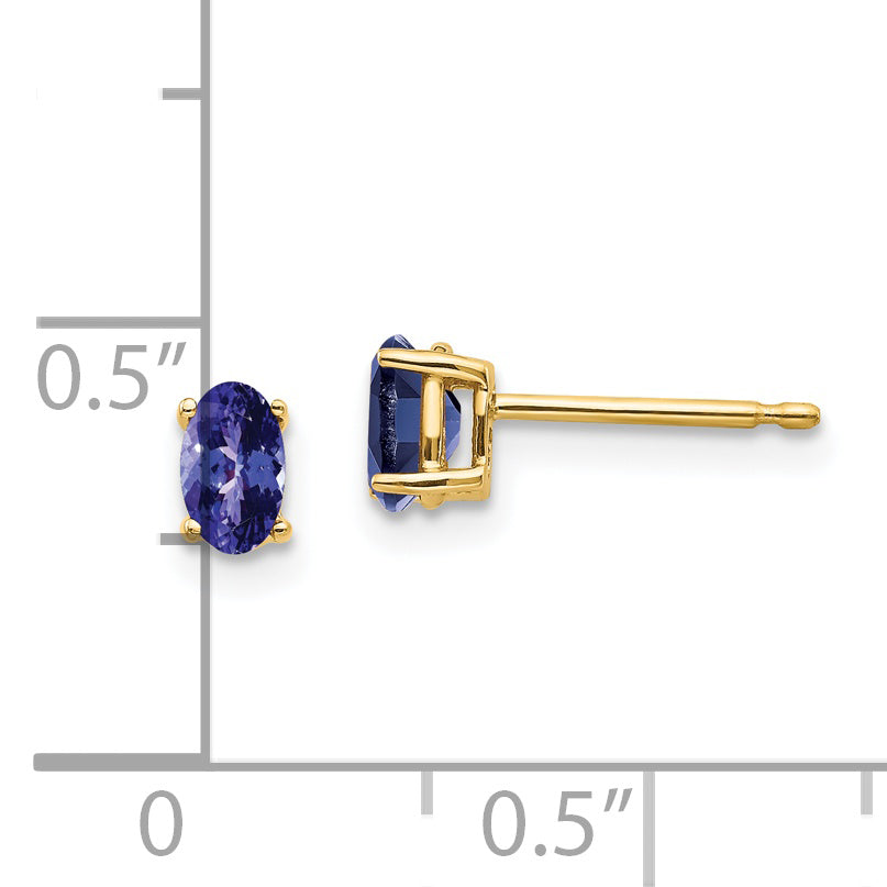 14K Yellow Gold Tanzanite Post Earrings