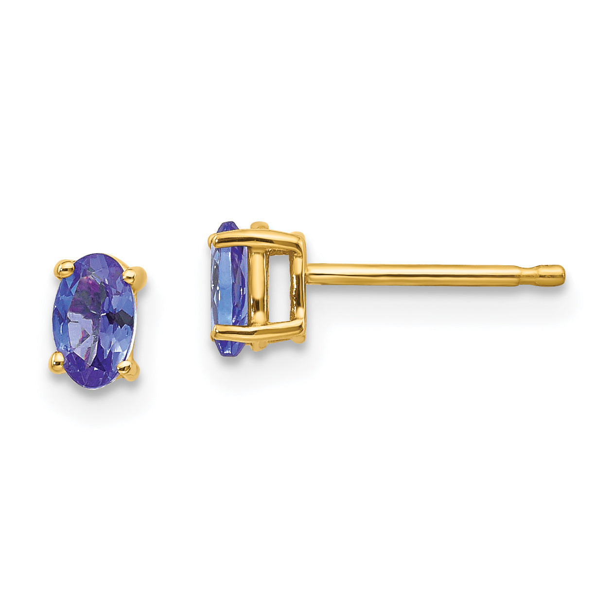 14K Yellow Gold Tanzanite Post Earrings