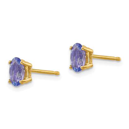 14K Yellow Gold Tanzanite Post Earrings