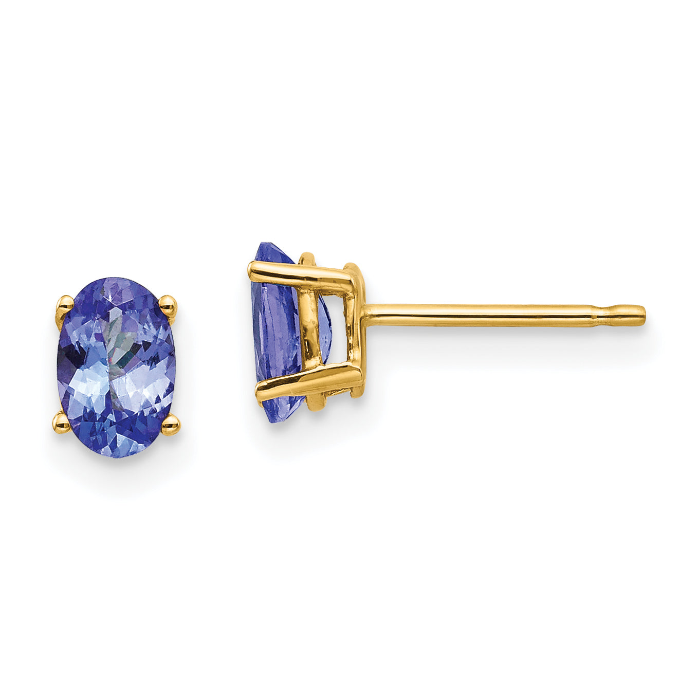 14K Yellow Gold Tanzanite Post Earrings