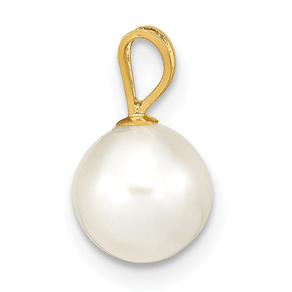 14k Yellow Gold 14K 7-8mm White Round Freshwater Cultured Pearl Pendant