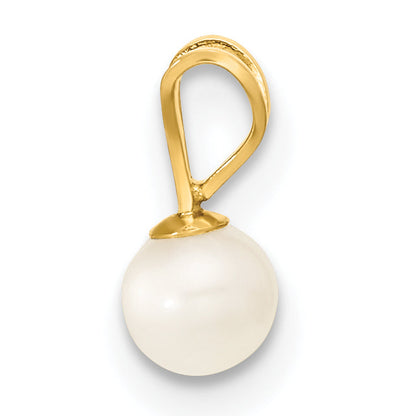 14k Yellow Gold 14k 4-5mm White Freshwater Cultured Pearl Pendant, 5 inch Bracelet and Post Earrings Set