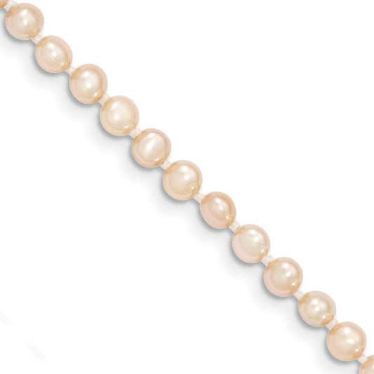 14K Yellow Gold 3 4mm Pink Near Round Freshwater Cultured Pearl Bracelet