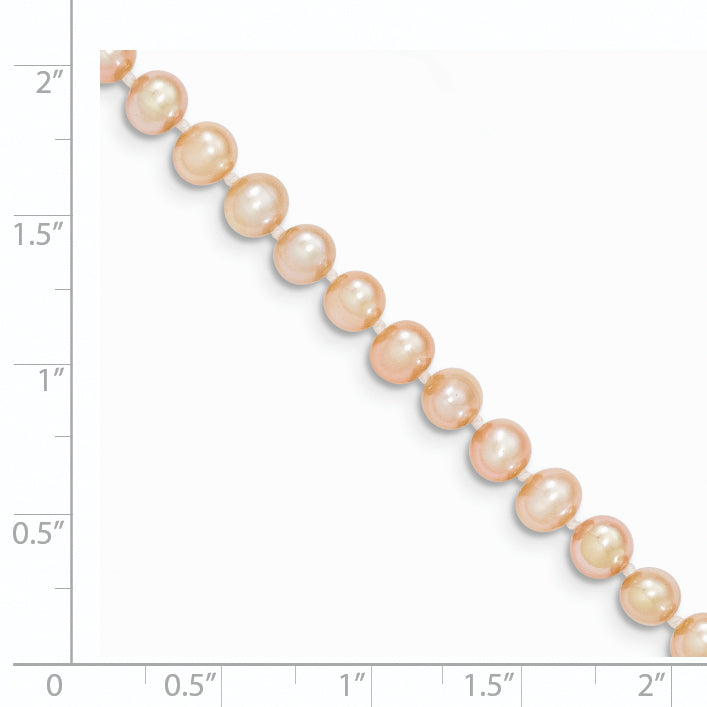 14K Yellow Gold 4 5mm Pink Near Round Freshwater Cultured Pearl Bracelet