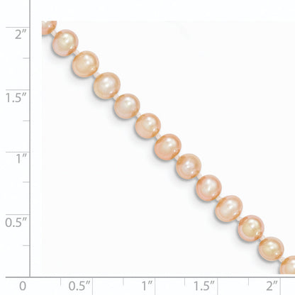 14K Yellow Gold 4 5mm Pink Near Round Freshwater Cultured Pearl Bracelet