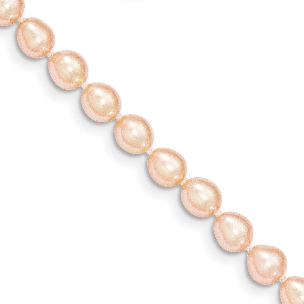 14K Yellow Gold 5 6mm Pink Fw Cultured Rice Pearl Bracelet