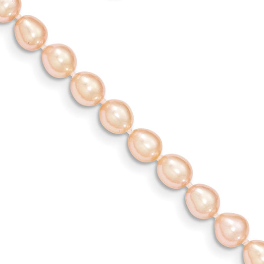 14K Yellow Gold 5 6mm Pink Fw Cultured Rice Pearl Bracelet
