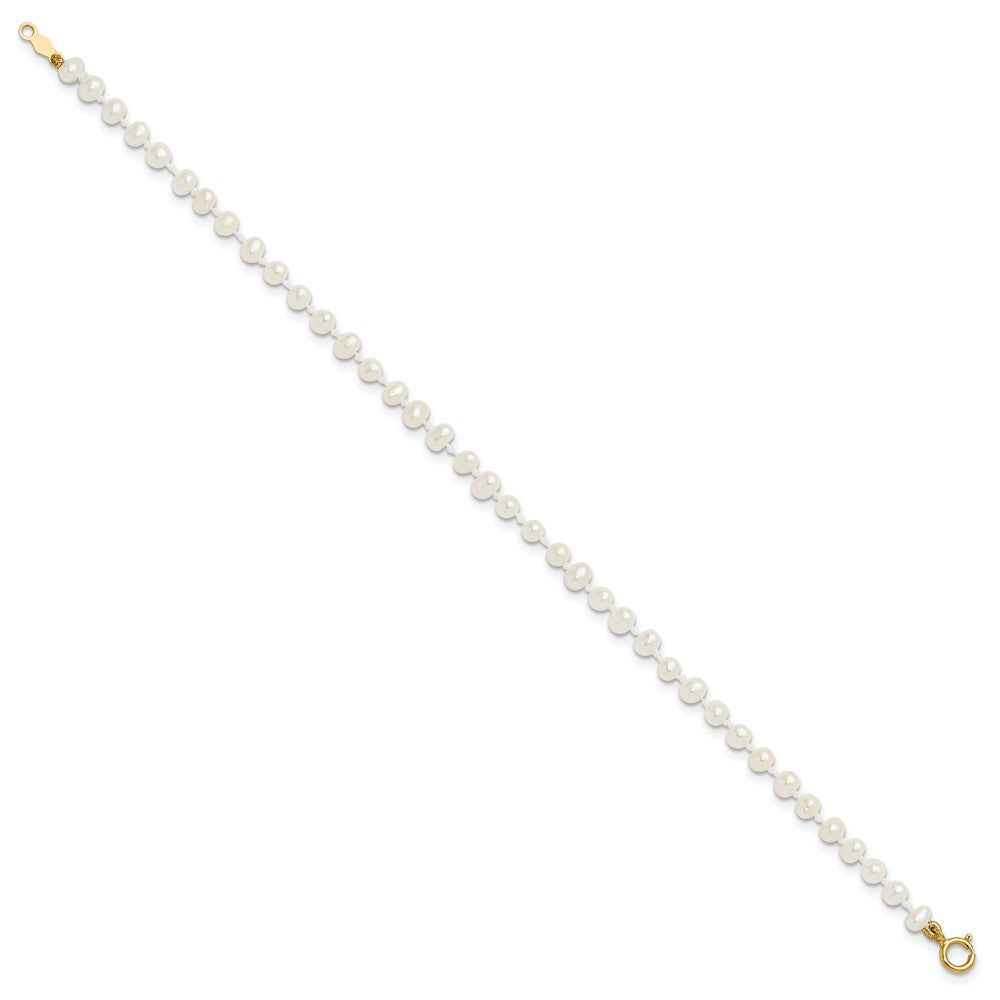 14K Yellow Gold Madi K 3 4mm White Egg Shape Freshwater Cultured Pearl 6 Inch Bracelet