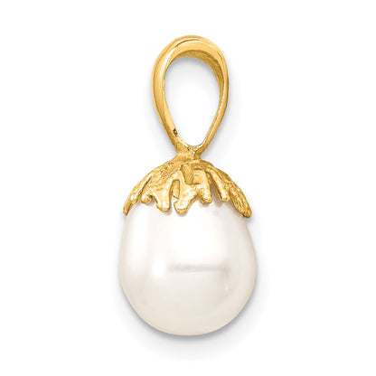14k Yellow Gold 14K 7-8mm White Rice Freshwater Cultured Pearl Pendant
