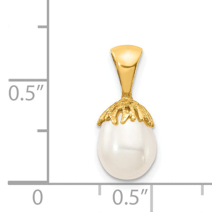 14k Yellow Gold 14K 7-8mm White Rice Freshwater Cultured Pearl Pendant