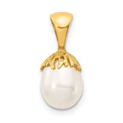 14k Yellow Gold 14K 7-8mm White Rice Freshwater Cultured Pearl Pendant
