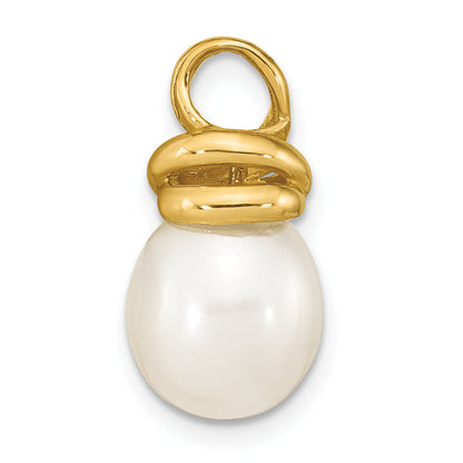 14k Yellow Gold 14K 9-10mm White Rice Freshwater Cultured Pearl Pendant