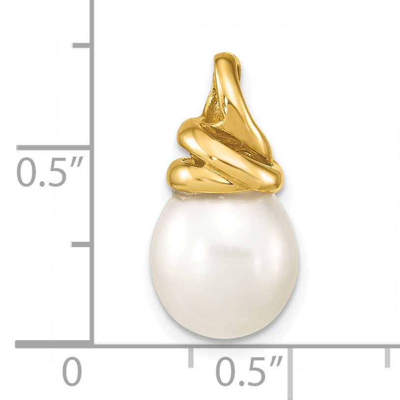 14k Yellow Gold 14K 9-10mm White Rice Freshwater Cultured Pearl Pendant