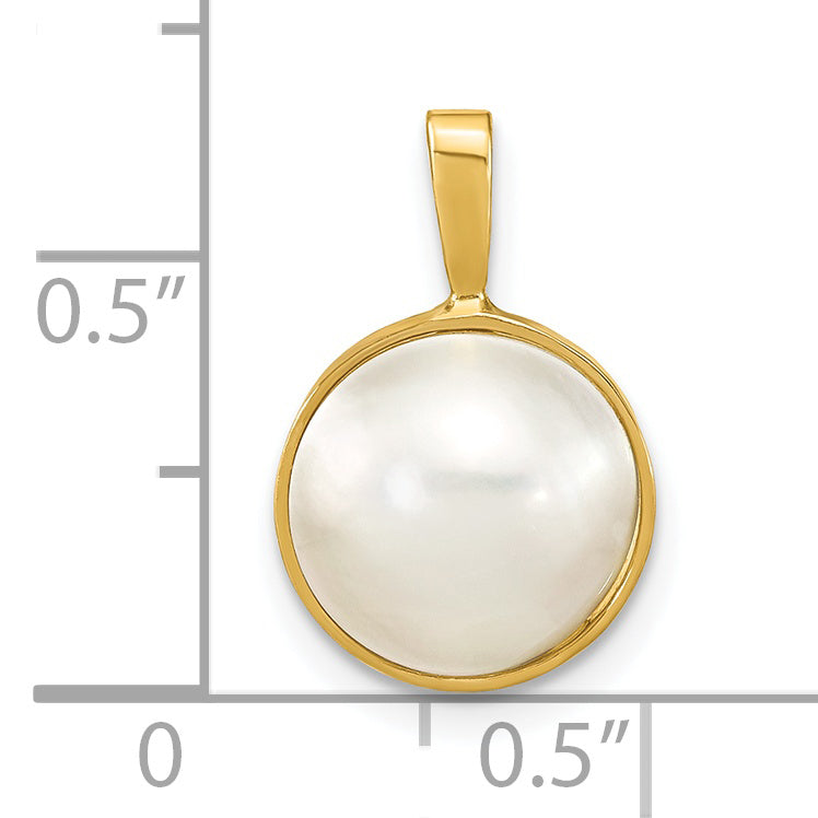 14k Yellow Gold 14K 10-11mmWhite Saltwater Mabe Pearl Pendant