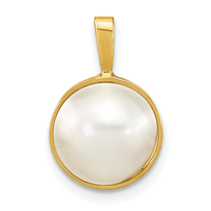 14k Yellow Gold 14K 10-11mmWhite Saltwater Mabe Pearl Pendant
