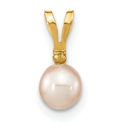 14k Yellow Gold 14K Madi K 4-5mm Rd Pink FWC Pearl .03ct. Diamond Earring and Pendant Set