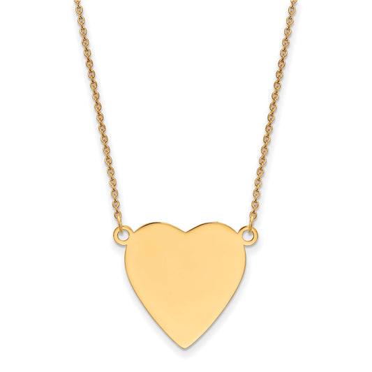 14K Yellow Gold Plain .013 Gauge Heart Engravable Disc 18In Necklace