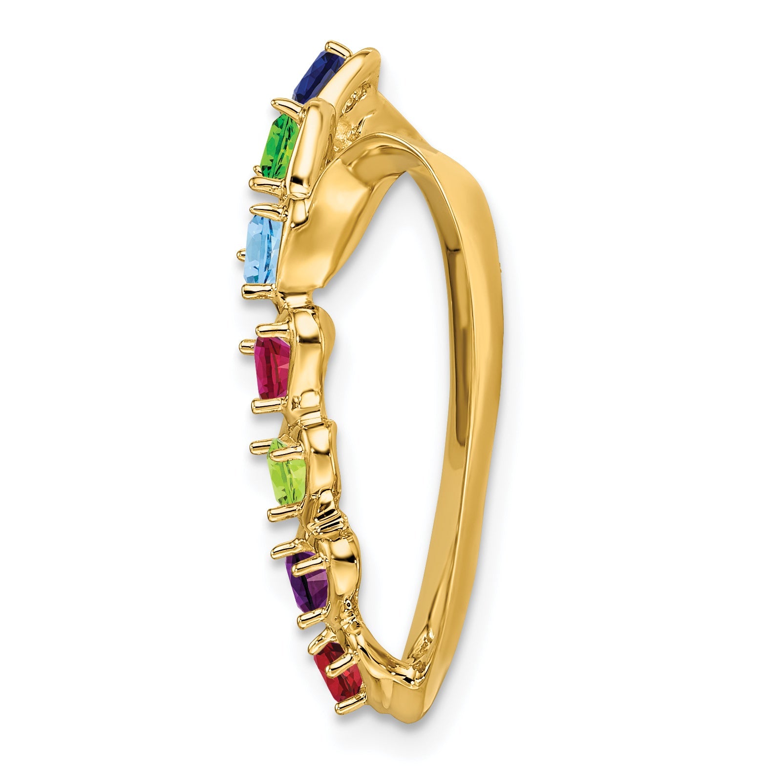 14k Yellow Gold 14k Polished 7-Stone Mothers Heart Slide Mounting