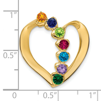 14k Yellow Gold 14k Polished 7-Stone Mothers Heart Slide Mounting