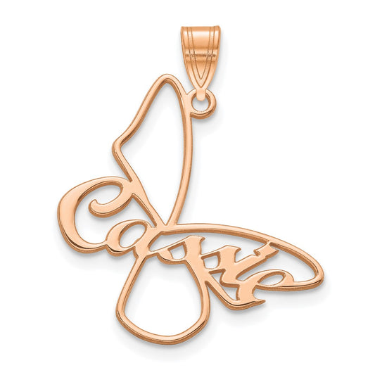 Rose Plated Sterling Silver/Rose Small Butterfly With Name Pendant