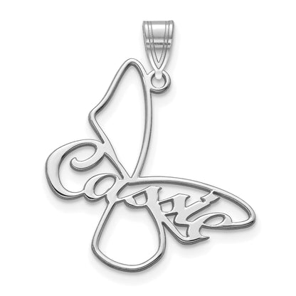 14K White Gold Small Butterfly With Name Pendant