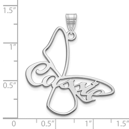 14K White Gold Large Butterfly With Name Pendant