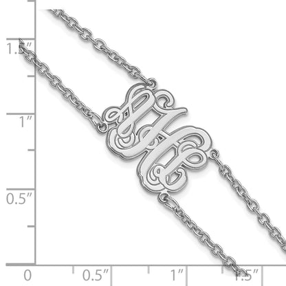 Sterling Silver Rhod Plated Double Chain Etched Monogram Bracelet