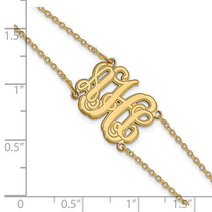 14K Yellow Gold Double Chain Etched Monogram Bracelet