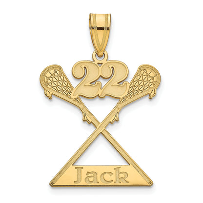 Gold Plated Sterling Silver/Gold Personalized Lacrosse Pendant