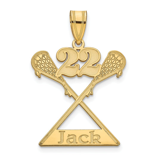 Gold Plated Sterling Silver/Gold Personalized Lacrosse Pendant