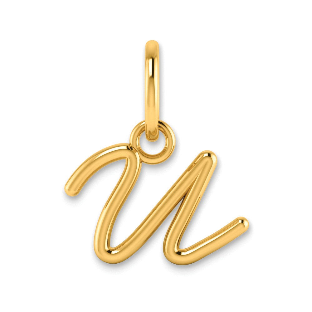 14K Yellow Gold 14Ky Upper Case Letter U Initial Charm