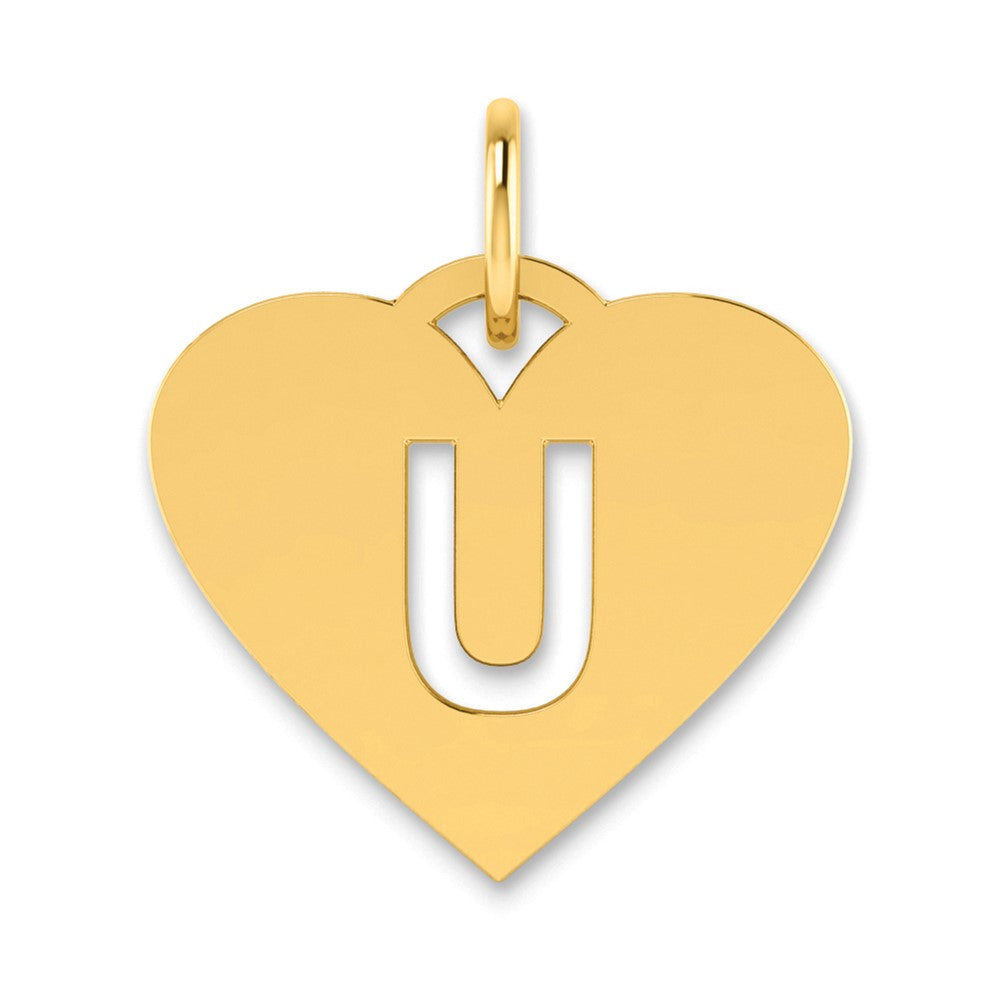 14K Yellow Gold 14Ky Initial Letter U Charm