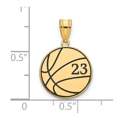 14K Yellow Gold Personalized Basketball Epoxy Pendant