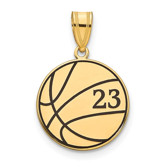 14K Yellow Gold Personalized Basketball Epoxy Pendant