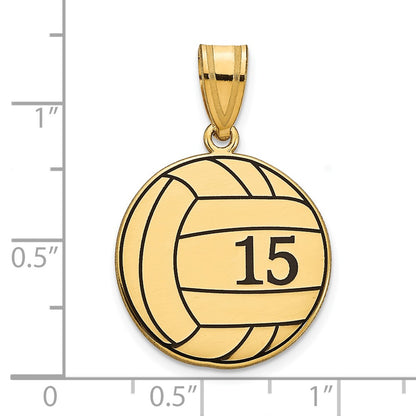 14K Yellow Gold 14Ky Personalized Volleyball With Enameled Pendant