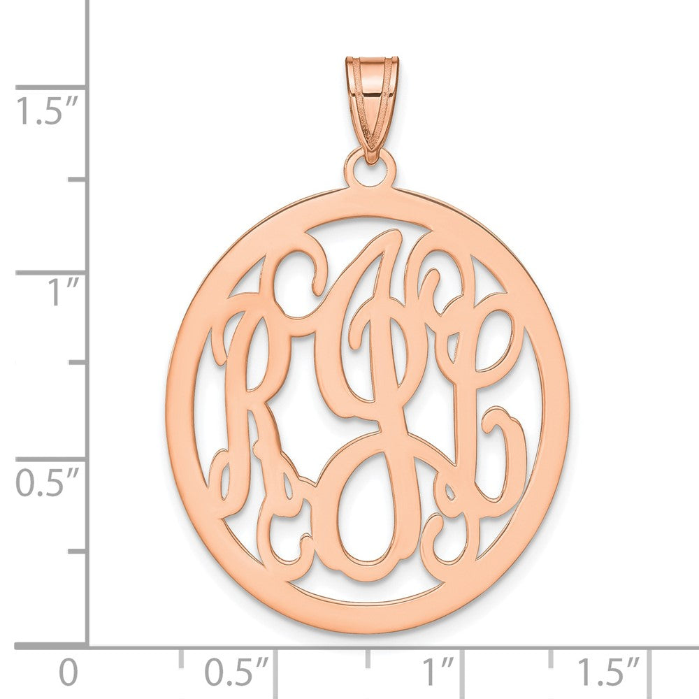 14K Rose Gold Round Monogram Pendant