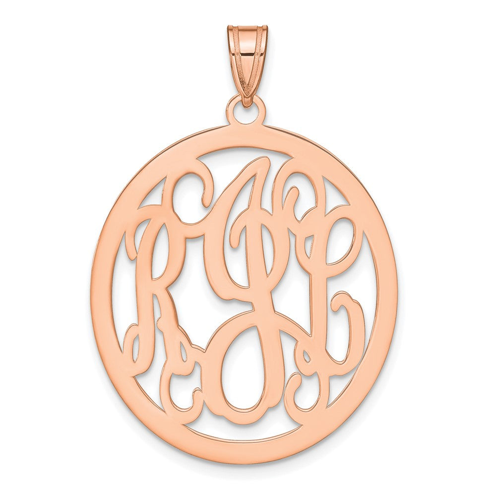 14K Rose Gold Round Monogram Pendant