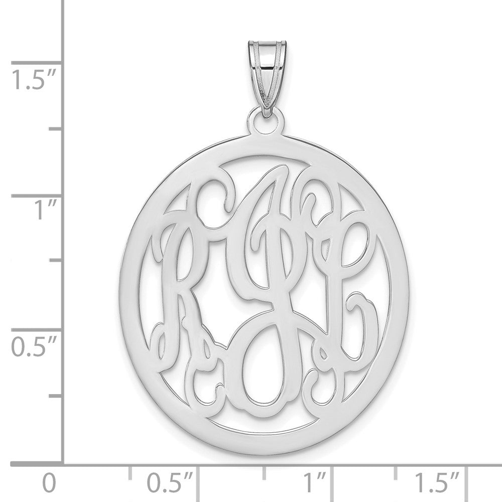 14K White Gold Round Monogram Pendant