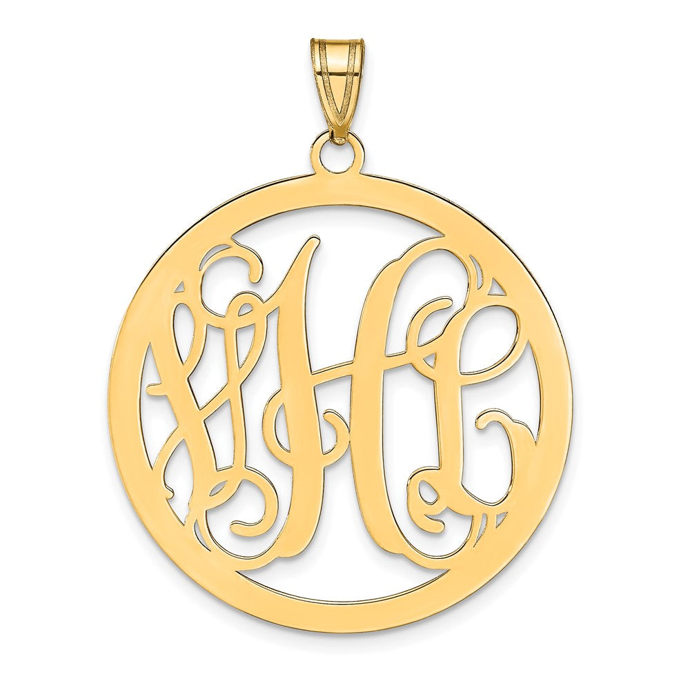 14K Yellow Gold Large Round Monogram Pendant
