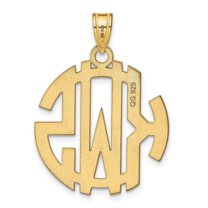 14K Yellow Gold Round Cut Out Monogram Pendant