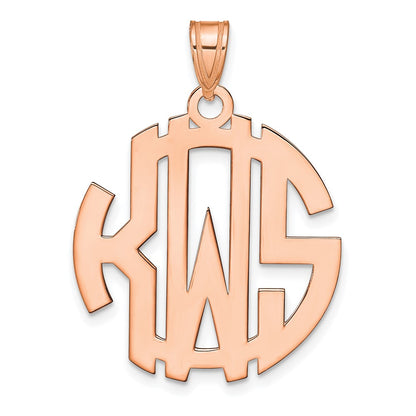 14K Rose Gold Round Cut Out Monogram Pendant
