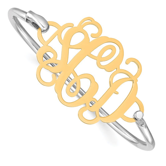 Gold Plated Monogram With Sterling Silver Bangle