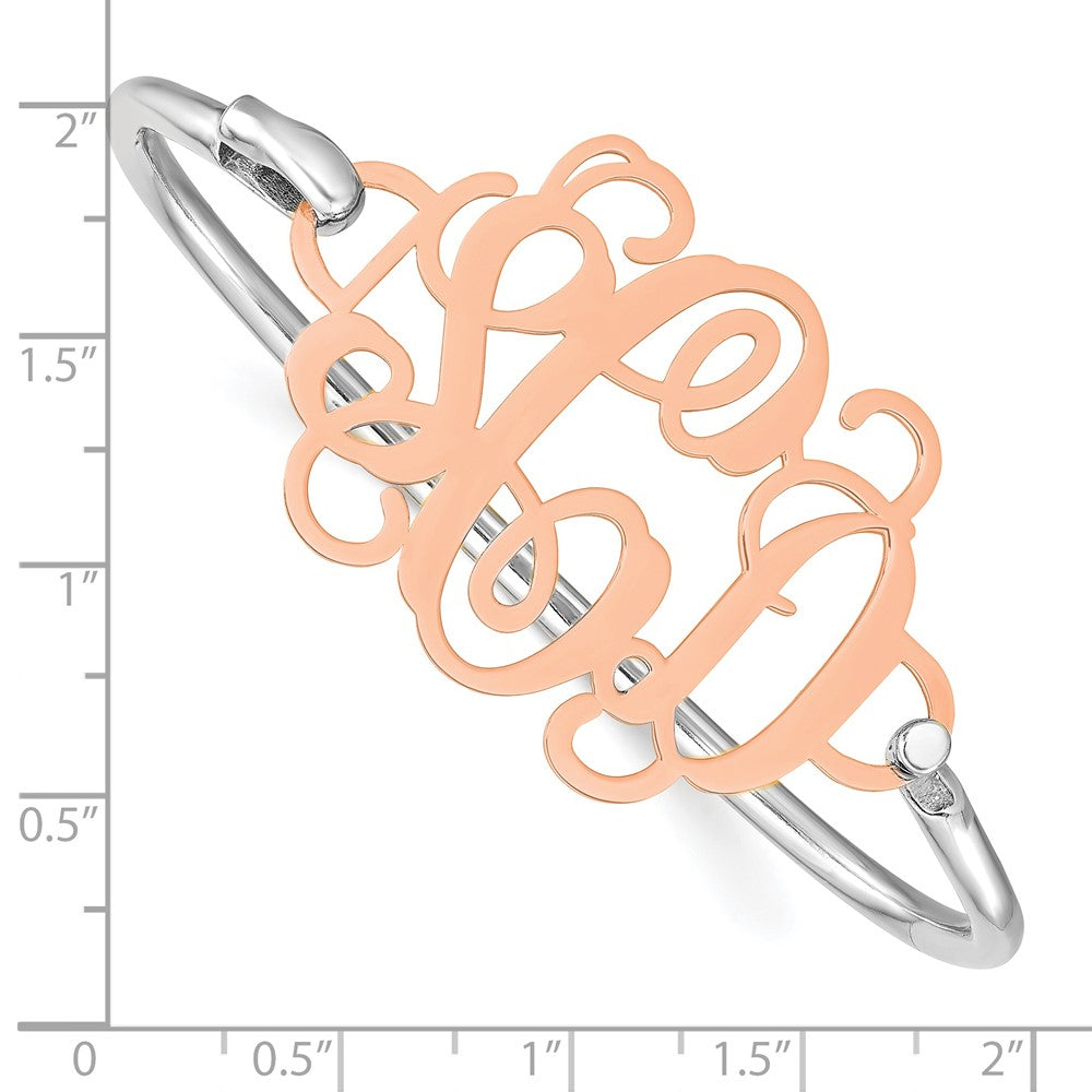 Rose Plated Sterling Silver/Rose Monogram With Silver Bangle